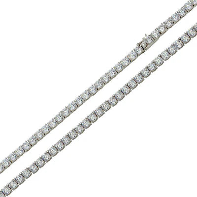 925 Sterling Silver Rhodium Plated Round CZ Tennis Necklace and Bracelet 3mm