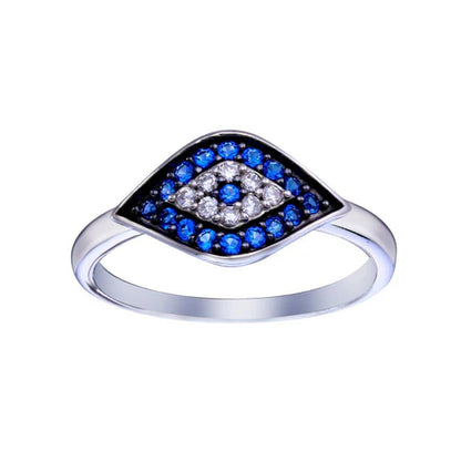 925 Sterling Silver Rhodium Plated Evil Eye CZ Ring