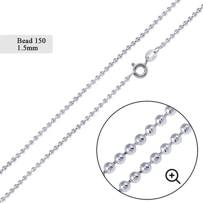 Silver Bead 150 Chain 1.5mm