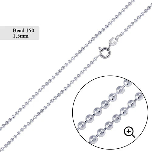 Silver Bead 150 Chain 1.5mm