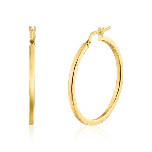 925 Sterling Silver Gold Plated 2mm Hoop Earring