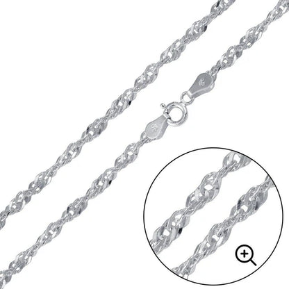 925 Sterling Silver Singapore 050 Chain 2.8mm