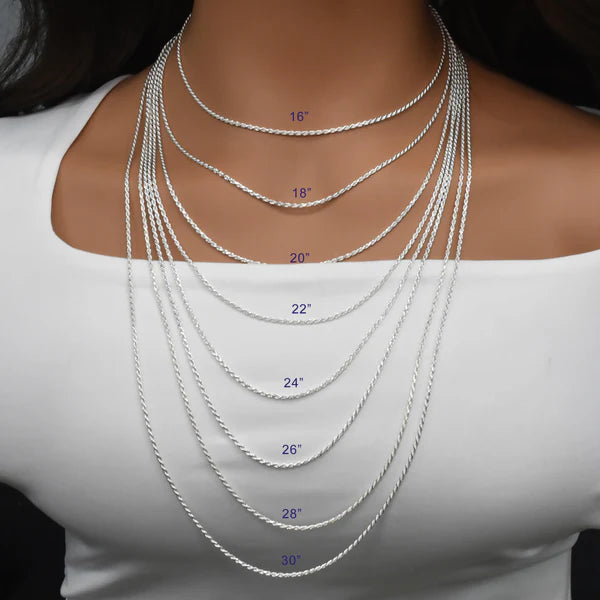 925 Sterling Silver Rope 035 Chain or Bracelet 1.7mm