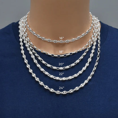 925 Sterling Silver Puffed Mariner Chain 6mm