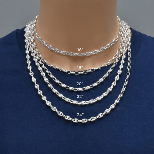 925 Sterling Silver Puffed Mariner Chain 6mm