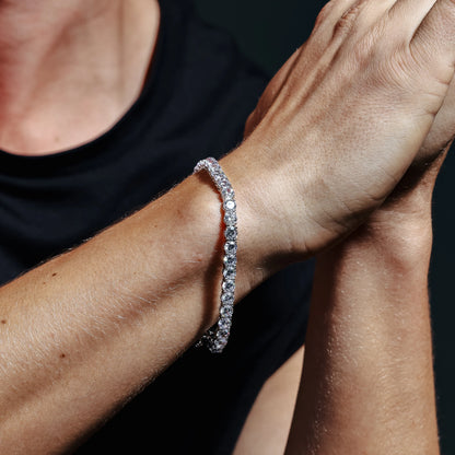 925 Sterling Silver Rhodium Plated Round CZ Tennis Bracelet 5mm