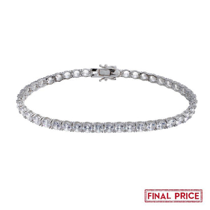 925 Sterling Silver Rhodium Plated Round CZ Tennis Bracelet 5mm