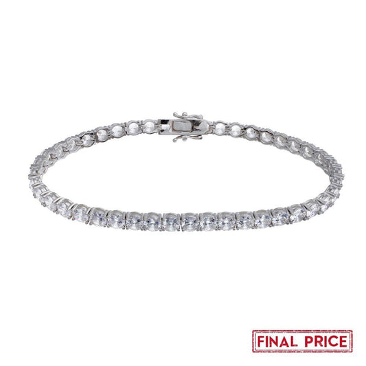 925 Sterling Silver Rhodium Plated Round CZ Tennis Bracelet 5mm