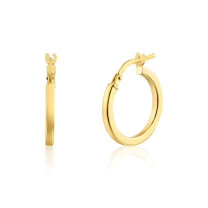 925 Sterling Silver Gold Plated 2mm Hoop Earring