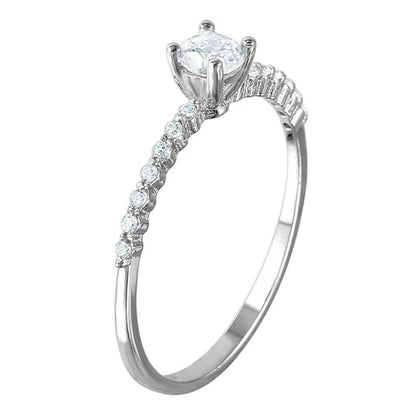 925 Sterling Silver Rhodium Plated Thin Round CZ Ring