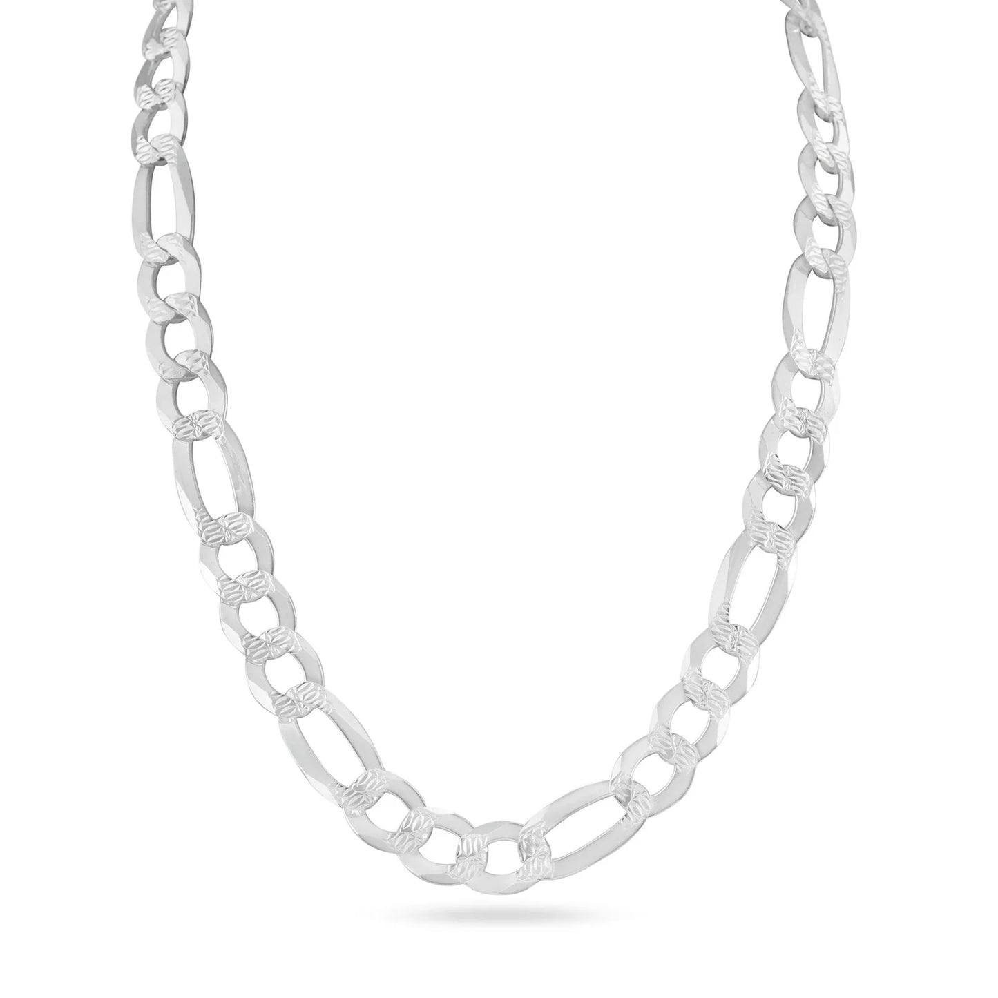 925 Sterling Silver Diamond Cut Figaro 200 Chain or Bracelet 8.9mm
