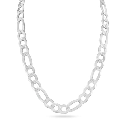 925 Sterling Silver Diamond Cut Figaro 200 Chain or Bracelet 8.9mm