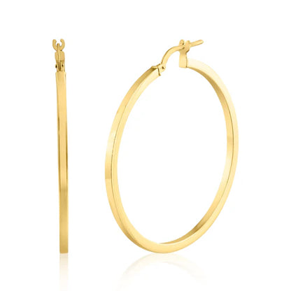 925 Sterling Silver Gold Plated 2mm Hoop Earring