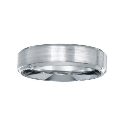 925 Sterling Silver Rhodium Plated Men's Bordered Matte Finish Band 6mm