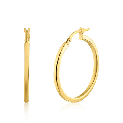 925 Sterling Silver Gold Plated 2mm Hoop Earring