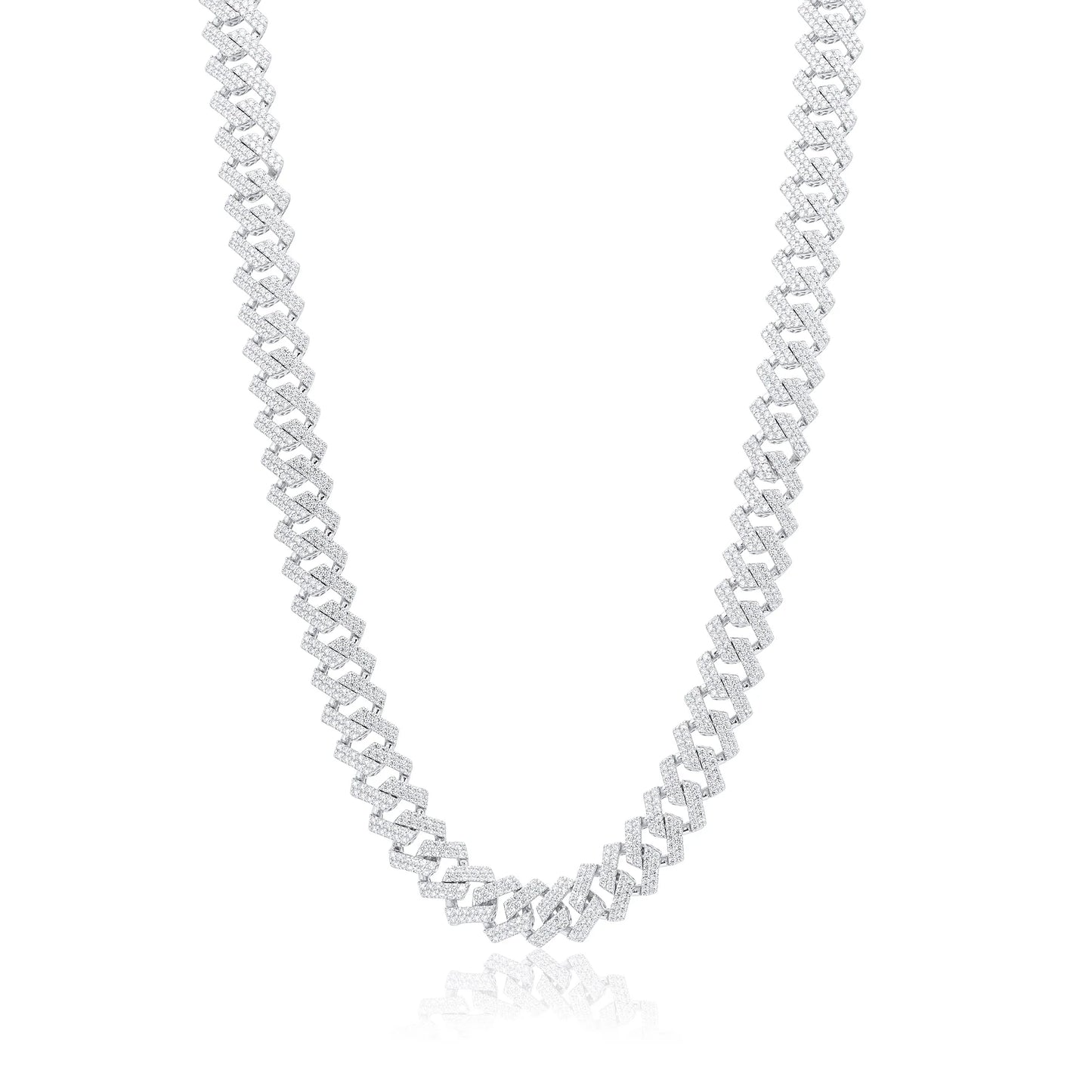 925 Sterling Silver Rhodium Plated CZ Encrusted Miami Cuban Link 10.2mm Chain Or Bracelet