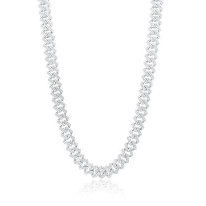 925 Sterling Silver Rhodium Plated CZ Encrusted Miami Cuban Link 10.2mm Chain Or Bracelet