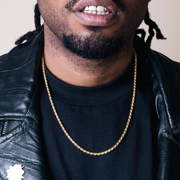 925 Sterling Silver Gold Plated  Rope 040 Chain or Bracelet 2mm