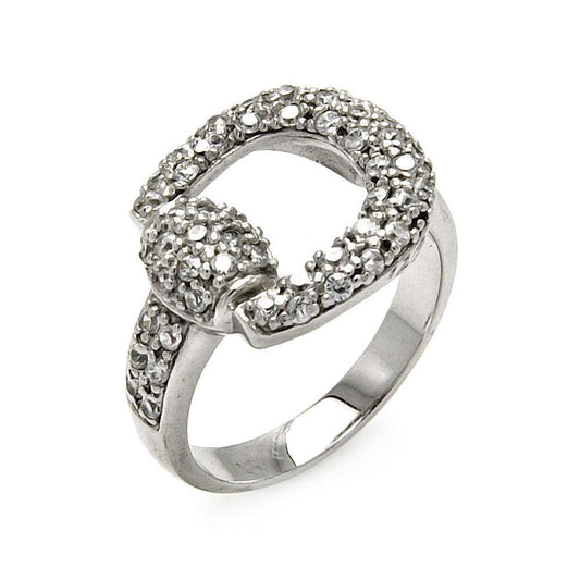 925 Sterling Silver Clearance Rhodium Plated CZ Belt Ring