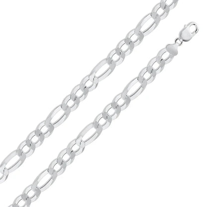 925 Sterling Silver Figaro 300 Chain or Bracelet 11.9mm