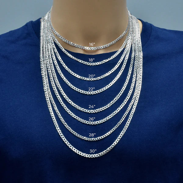 Silver Curb 100 Chain or Bracelet 3.9mm