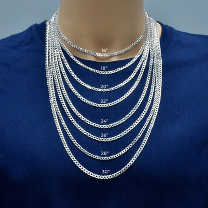 Silver Curb 100 Chain or Bracelet 3.9mm