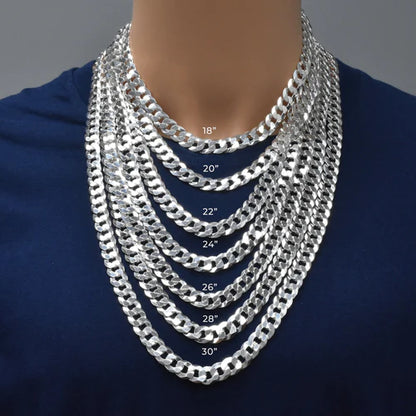 925 Sterling Silver Curb 300 Chain or Bracelet 10.7mm
