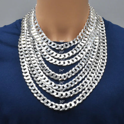 925 Sterling Silver Curb 350 Chain or Bracelet 12.5mm