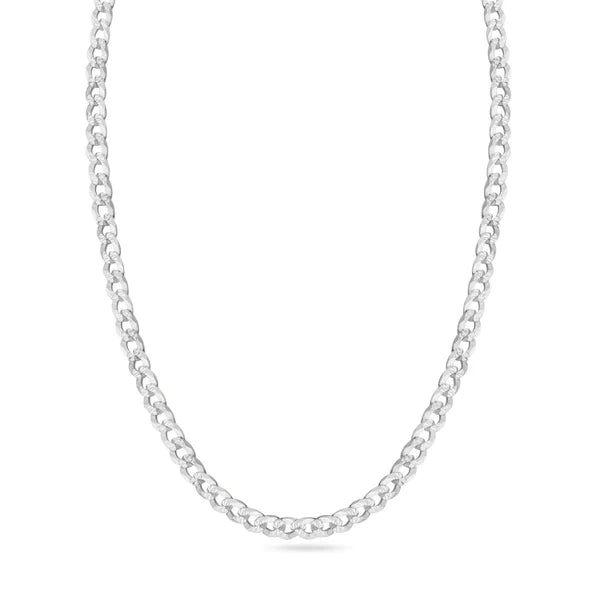 Silver Curb 080 1 Side Diamond Cut 1 Side Plain Chain 2.8mm