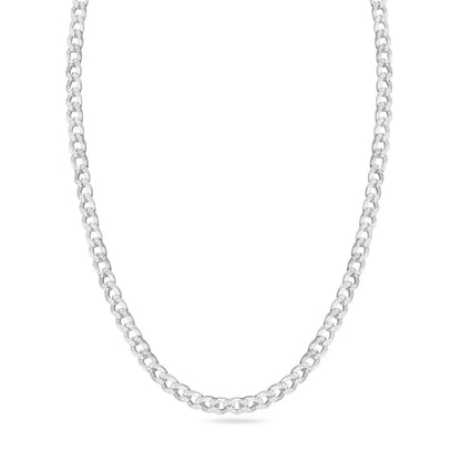 Silver Curb 080 1 Side Diamond Cut 1 Side Plain Chain 2.8mm