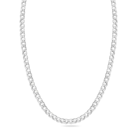 Silver Curb 080 1 Side Diamond Cut 1 Side Plain Chain 2.8mm
