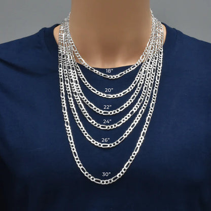 925 Sterling Silver Diamond Cut Figaro 150 Bracelet and Chain 5.6mm