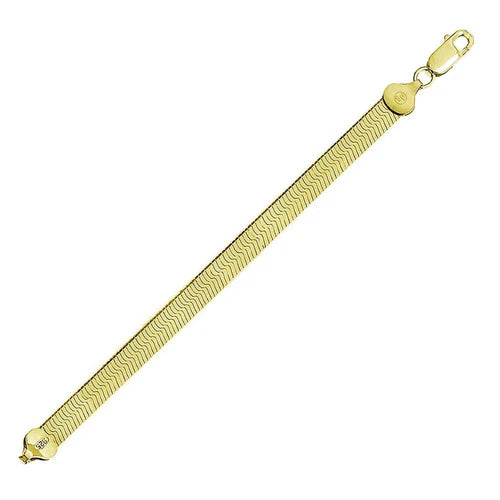 925 Sterling Silver Gold Plated Herring Bone 060 Chain or Bracelet 5.5mm