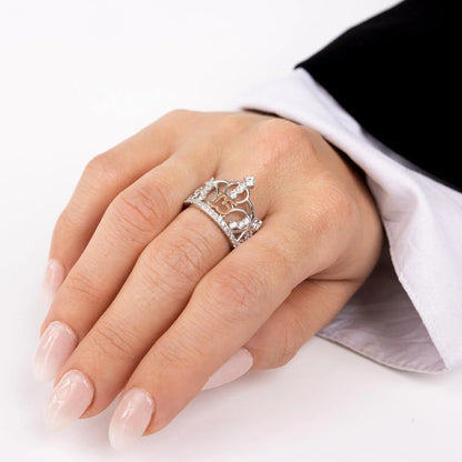 925 Sterling Silver Two-Tone 925 Sterling Silver CZ Quinceanera Crown Ring