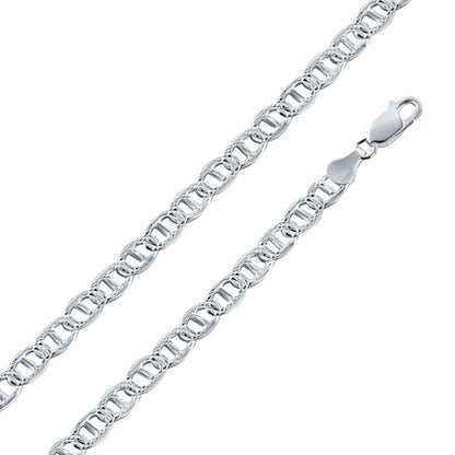 925 Sterling Silver Flat Marina 1 Sided 120 DC 5.2mm Chain or Bracelet