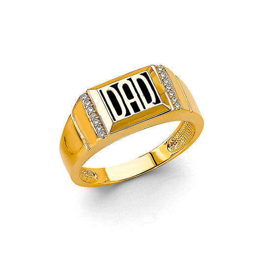 14K Two-Tone Gold Men’s DAD Ring with Onyx and Cubic Zirconia