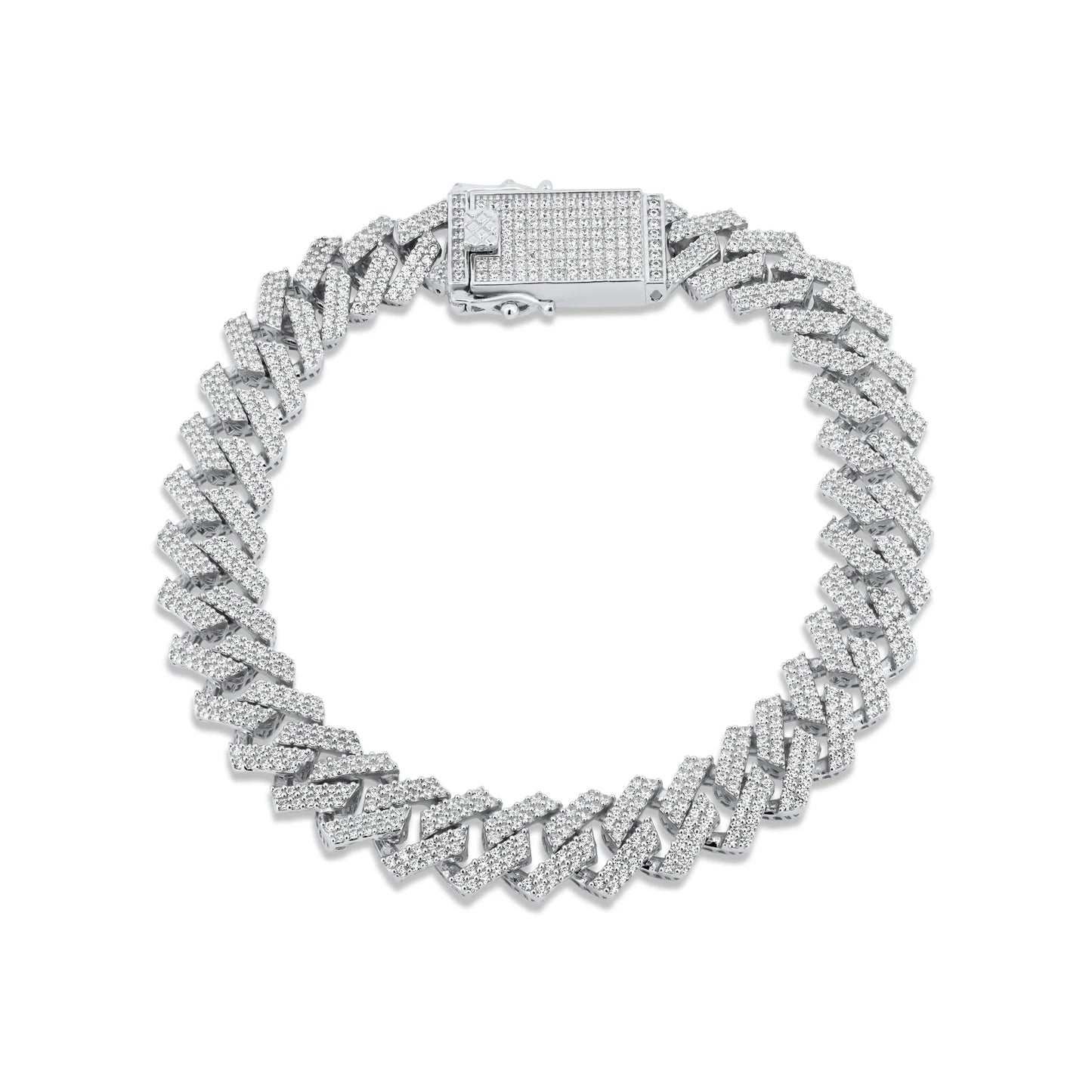 925 Sterling Silver Rhodium Plated CZ Encrusted Miami Cuban Link 10.2mm Chain Or Bracelet