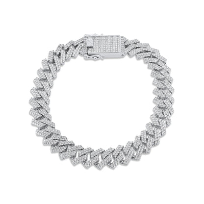 925 Sterling Silver Rhodium Plated CZ Encrusted Miami Cuban Link 10.2mm Chain Or Bracelet