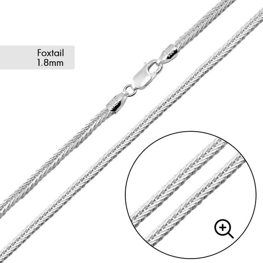 925 Sterling Silver Foxtail Chain 1.8mm