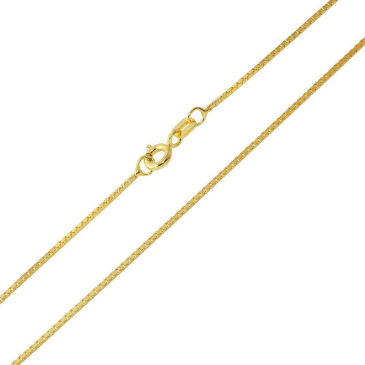 925 Sterling Silver Gold Plated Box DC Chain 1.0mm (Pk of 6)