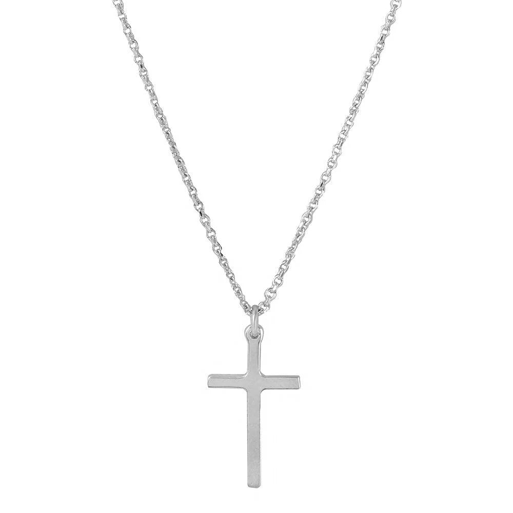 925 Sterling Silver Rhodium Plated Cross Pendant with Chain