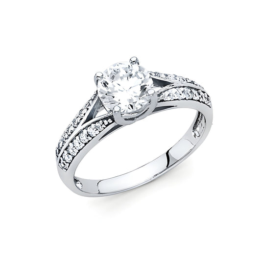 1 ct Cubic Zirconia 14K White Gold Split Shank Engagement Ring