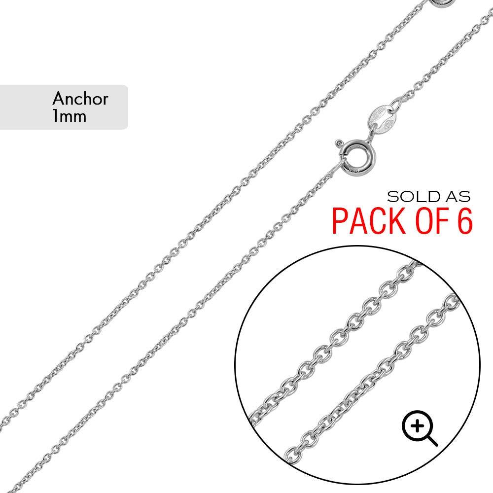 925 Sterling Silver Anchor 025 Chain 1mm (Pk of 6)