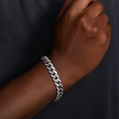 925 Sterling Silver Rhodium Plated CZ Encrusted Curb Chain or Bracelet 11.7mm