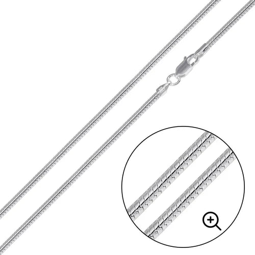 925 Sterling Silver Round Snake 040 Chain or Bracelet 1.6mm