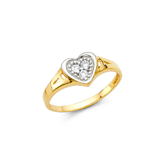 14K Yellow Gold Children’s Heart Design Ring accented with Cubic Zirconia