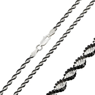 925 Sterling Silver Black Rhodium Plated Magic Twisted 2 Toned Chain