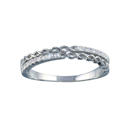 925 Sterling Silver Rhodium Plated Micro Eternity CZ Ring