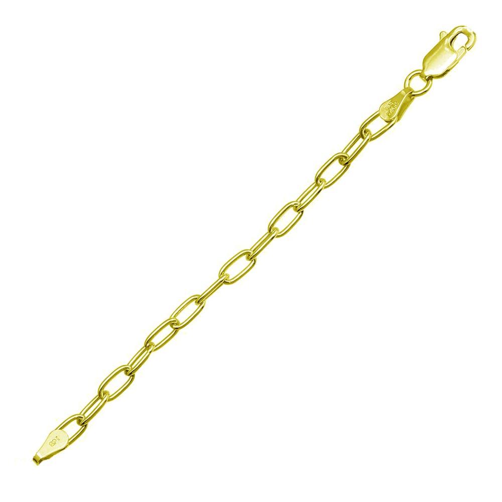925 Sterling Silver Gold Plated Oval Paperclip Link Chain or Bracelet 3.1mm