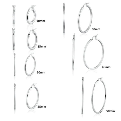 925 Sterling Silver Rhodium Plated 2mm Hoop Earring